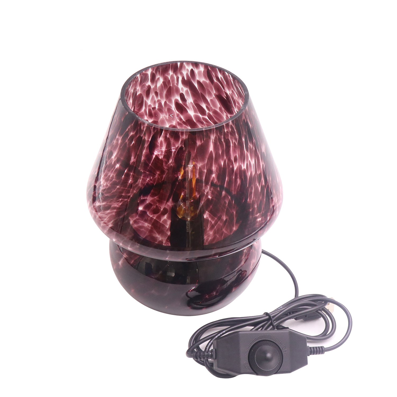 Contemporary Creative Oval Round Table Spotted Mushroom Glass 1-Light Table Lamp