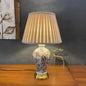 Traditional Vintage Oval Round Plum Blossom Ceramic Metal Fabric 1-Light Table Lamp For Living Room