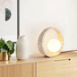 Traditional Vintage Circle Ring Yellow Travertine 1-Light Table Lamp For Bedroom