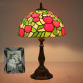 Traditional Tiffany Pastoral Apple Pattern Stained Glass Resin 1-Light Table Lamp For Home Office