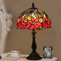 Traditional Tiffany Sunflower Stained Glass Dome 1-Light Table Lamp For Study