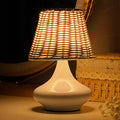 Contemporary Simplicity Rattan Weaving Shade Iron Vase Base USB LED Table Lamp For Bedroom