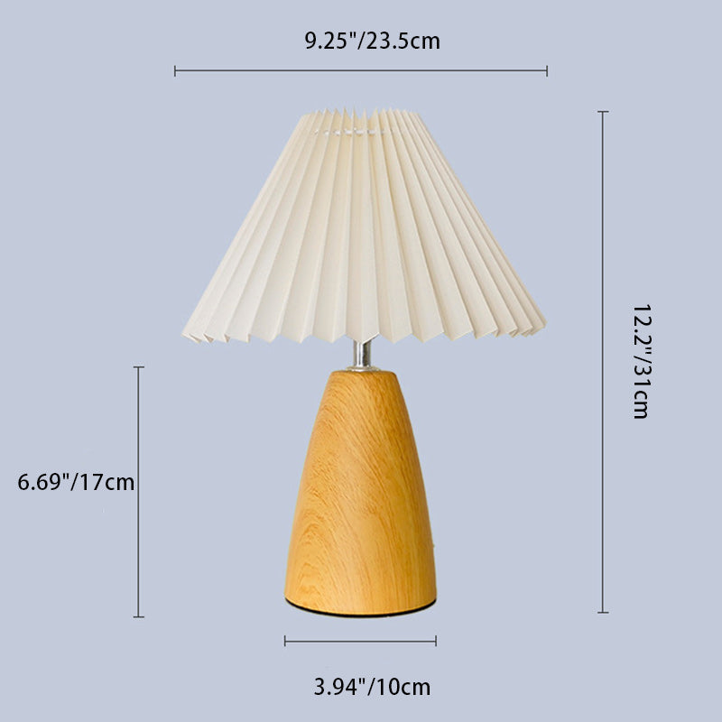 Traditional French Pleated Fabric Shade Ceramic Base USB LED Table Lamp For Bedroom
