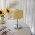 Contemporary Scandinavian Stainless Steel Glass Round Shade 1-Light Table Lamp For Bedroom