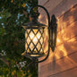 Traditional Rustic Aluminum Frame Water Ripple Glass Shade 1-Light Outdoor Wall Sconce Lamp For Garden