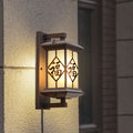 Traditional Chinese Aluminum Glass Column 1-Light Outdoor Wall Sconce Lamp For Garden