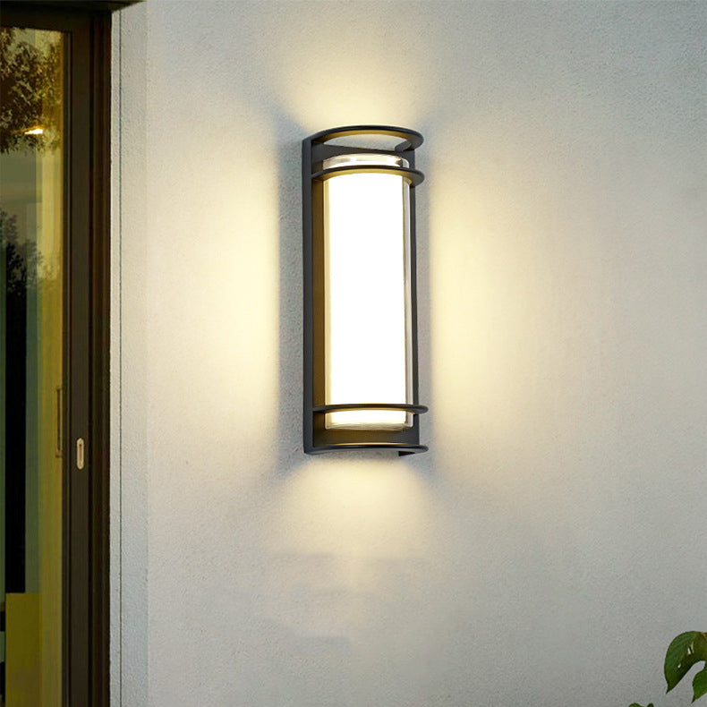 Contemporary Industrial Aluminum Acrylic Cylinder LED Waterproof Wall Sconce Lamp For Outdoor Patio