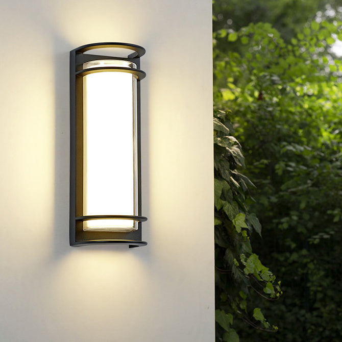 Contemporary Industrial Aluminum Acrylic Cylinder LED Waterproof Wall Sconce Lamp For Outdoor Patio