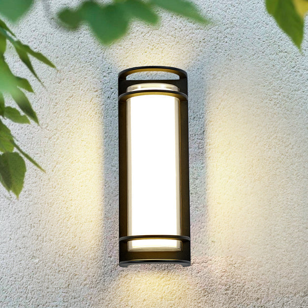 Contemporary Industrial Aluminum Acrylic Cylinder LED Waterproof Wall Sconce Lamp For Outdoor Patio