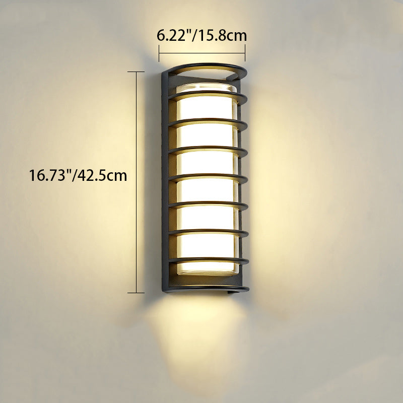 Contemporary Industrial Aluminum Acrylic Cylinder LED Waterproof Wall Sconce Lamp For Outdoor Patio