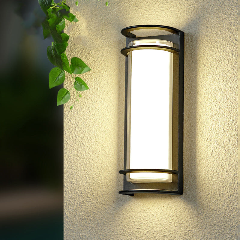 Contemporary Industrial Aluminum Acrylic Cylinder LED Waterproof Wall Sconce Lamp For Outdoor Patio