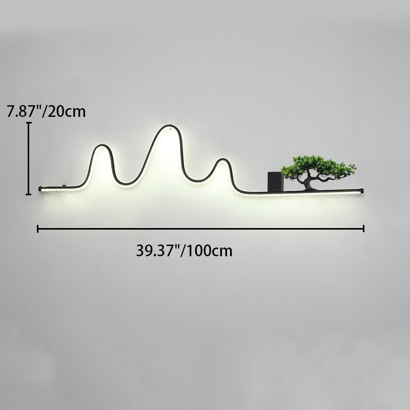 Contemporary Creative Aluminum Arc Linear PVC Simulated Pine Wood LED Waterproof Outdoor Wall Sconce Lamp For Garden