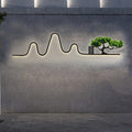 Contemporary Creative Aluminum Arc Linear PVC Simulated Pine Wood LED Waterproof Outdoor Wall Sconce Lamp For Garden