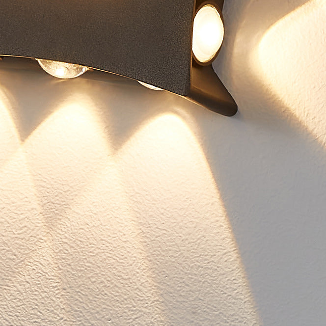 Contemporary Industrial Aluminum Curved Hexagon LED Waterproof Outdoor Wall Sconce Lamp For Garden