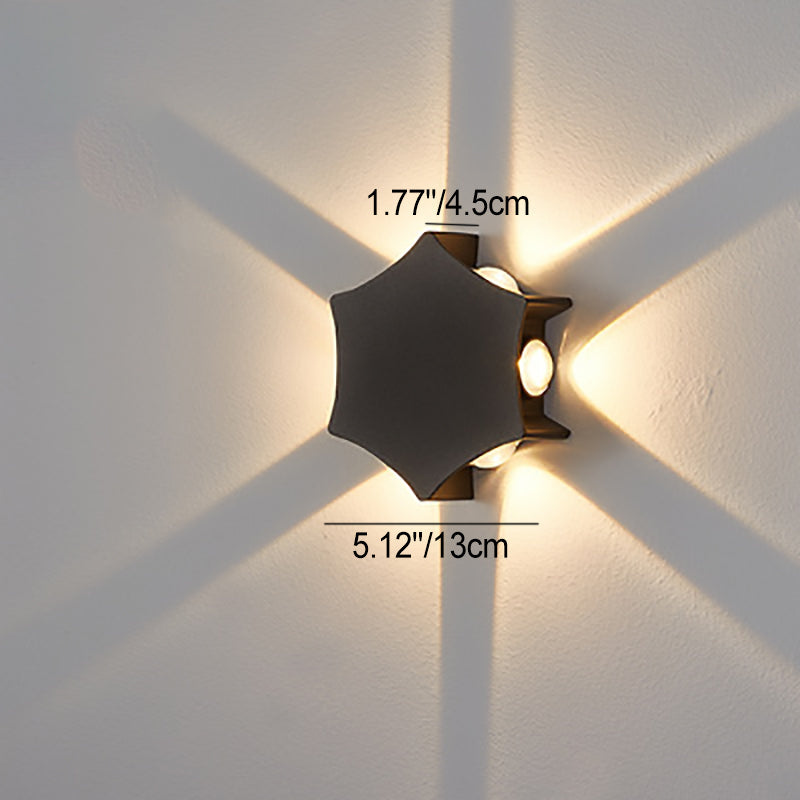 Contemporary Industrial Aluminum Curved Hexagon LED Waterproof Outdoor Wall Sconce Lamp For Garden