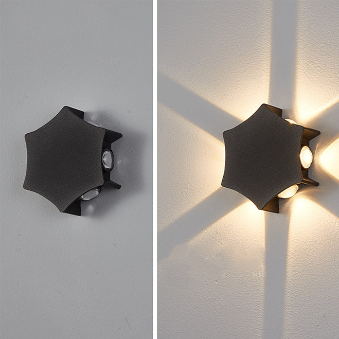 Contemporary Industrial Aluminum Curved Hexagon LED Waterproof Outdoor Wall Sconce Lamp For Garden