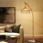 Traditional Vintage Bamboo Weaving Dome Shade Marble 1-Light Standing Floor Lamp For Study