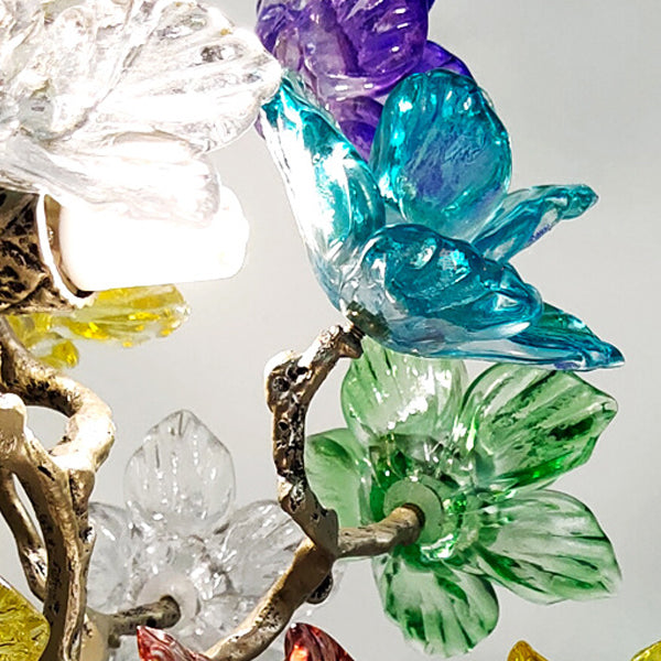 Contemporary Creative Crystal Glass Flower Shade Maple Leaf Copper Base 4-Light Table Lamp For Home Office