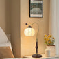 Traditional Vintage Fabric Lantern Shade Arc Iron Rod 1-Light Table Lamp For Study