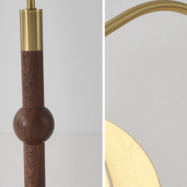 Traditional Vintage Fabric Lantern Shade Arc Iron Rod 1-Light Table Lamp For Study
