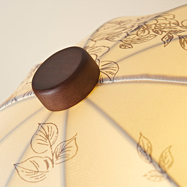 Traditional Vintage Flower Pattern Fabric Shade Wood Iron Rod 2-Light Table Lamp For Study