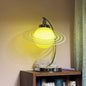 Contemporary Nordic Glass Planet Hardware Arc Rod 1-Light Table Lamp For Bedroom