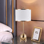Contemporary Nordic Cylinder Fabric Shade Iron Spherical Base 1-Light Table Lamp For Study