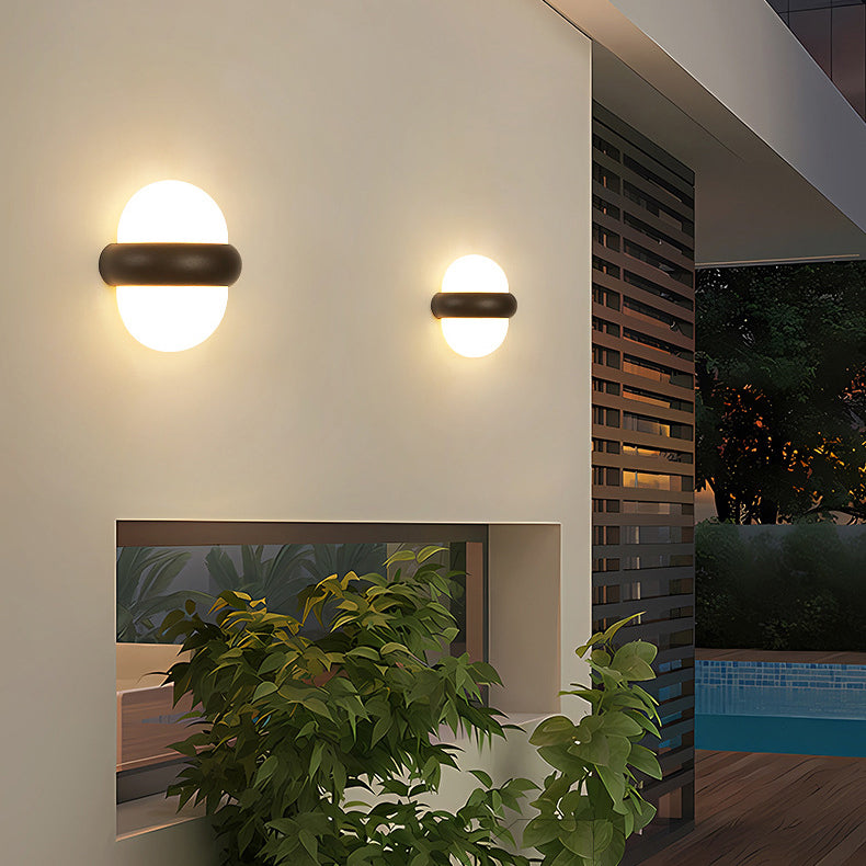 Contemporary Nordic Waterproof Aluminum Ellipse LED Outdoor Wall Sconce Lamp For Garden