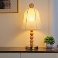 Modern Art Deco Fabric Bell Shade Solid Wood 1-Light Table Lamp For Bedroom