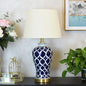 Traditional Chinese Fabric Cylinder Shade Ceramic Vase Base 1-Light Table Lamp For Study
