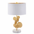 Contemporary Simplicity Fabric Cylinder Shade Marble Base 1-Light Table Lamp For Study