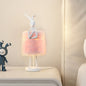 Contemporary Creative Rabbit Metal Feather Round 1-Light Table Lamp For Bedroom