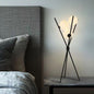 Contemporary Creative PLA 3D Moon Shade Iron Geometric Straight Line 3-Light Table Lamp For Bedroom