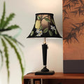 Traditional French Printed Round Fabric Shade Solid Wood Base 1-Light Table Lamp For Home Office
