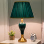 Traditional Chinese Fabric Round Shade Ceramic Vase Base 1-Light Table Lamp For Bedroom