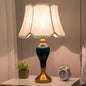 Traditional Chinese Fabric Round Shade Ceramic Vase Base 1-Light Table Lamp For Bedroom