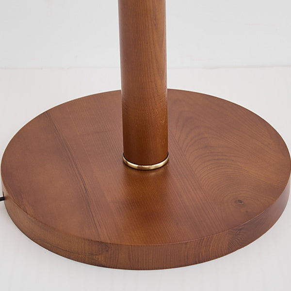Traditional French Fabric Shade Hardware Solid Wood Base 1-Light Table Lamp For Bedroom