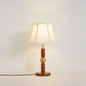 Traditional French Fabric Shade Hardware Solid Wood Base 1-Light Table Lamp For Bedroom