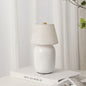 Contemporary Nordic Round Fabric Shade Ceramic 1-Light Table Lamp For Bedroom
