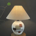 Traditional Japanese Fabric Conical Shade Ceramic 1-Light Table Lamp For Bedroom