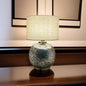 Modern Shabby Chic Glass Imitating Rock Stone Texture Fabric Round Shade 1-Light Table Lamp For Bedroom