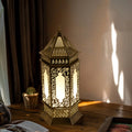 Traditional Chinese Hollow Carved Palace Zinc Alloy 1-Light Table Lamp For Bedroom
