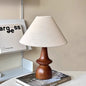 Traditional Vintage Fabric Conical Shade Solid Wood Base 1-Light Table Lamp For Bedroom