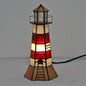 Traditional Tiffany Stained Glass Lighthouse Hardware 1-Light Table Lamp For Bedroom