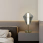 Contemporary Nordic Iron Geometric Cone-Stacked Water Ripple Glass LED Table Lamp For Bedroom