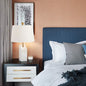Modern Luxury Fabric Tapered Shade Raw White Alabaster Base 1-Light Table Lamp For Bedroom