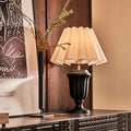 Traditional Vintage Fabric Flower Bouquet Shade Solid Wood 1-Light Table Lamp For Bedroom