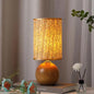 Contemporary Boho Fabric Cylinder Shade Ceramic Base 1-Light Table Lamp For Study