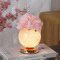 Modern Art Deco Simulated Rose Flower Glass Planet Shade USB Rechargeable LED Table Lamp Night Light For Bedroom