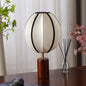 Modern Mid-Century Fabric Lantern Shade Solid Wood 1-Light Table Lamp For Study